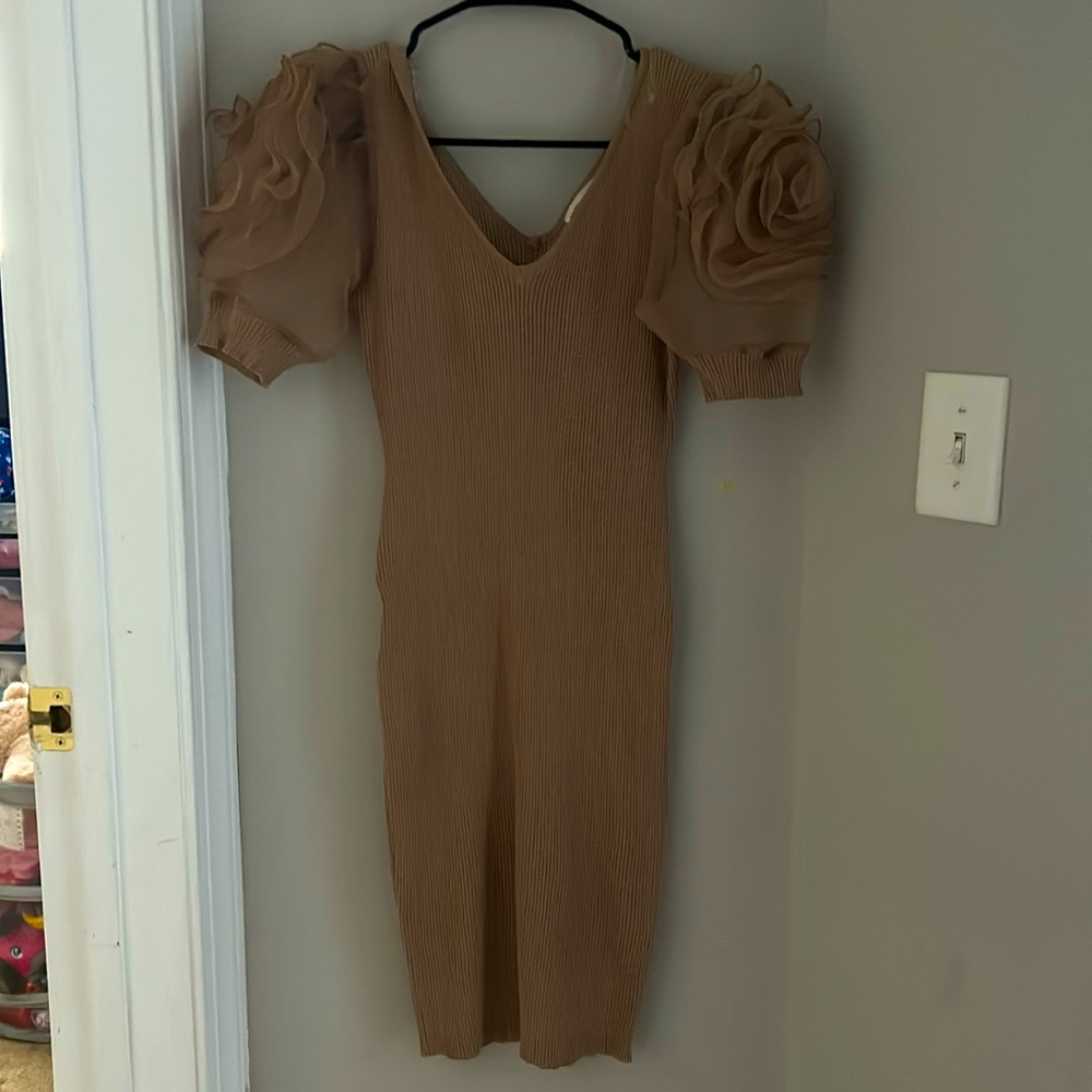 Main trip , arm ruffled dress.
